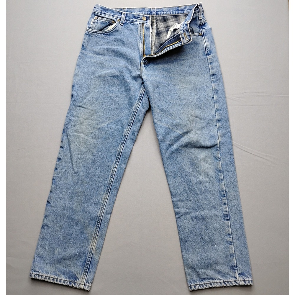 Carhartt B172 DST Flannel Lined Relaxed Fit Jeans Blue Denim 35x32 Mens Workwear